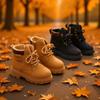 Autumn and Winter Fashion Children's Martin Boots, Girls' Boots, Boys' Cotton Boots, Fleece-lined Yellow Boots, Warm Cotton Shoes