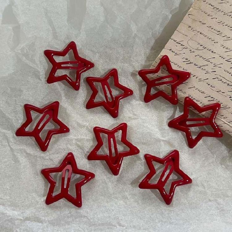 20 Pcs Sweet Cool Hair Clip Red Star Hairpins Styling Hair Accessories Snap Clip