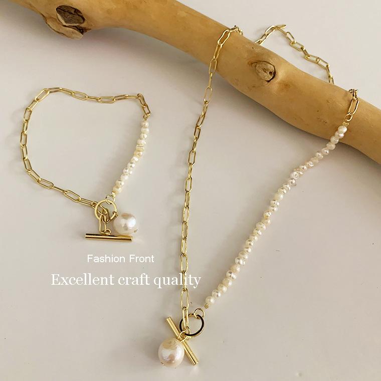 Dongdaemun Temperament Clavicle Chain Natural Special-shaped Pearl OT Buckle Chain Necklace Accessories Simple Necklace