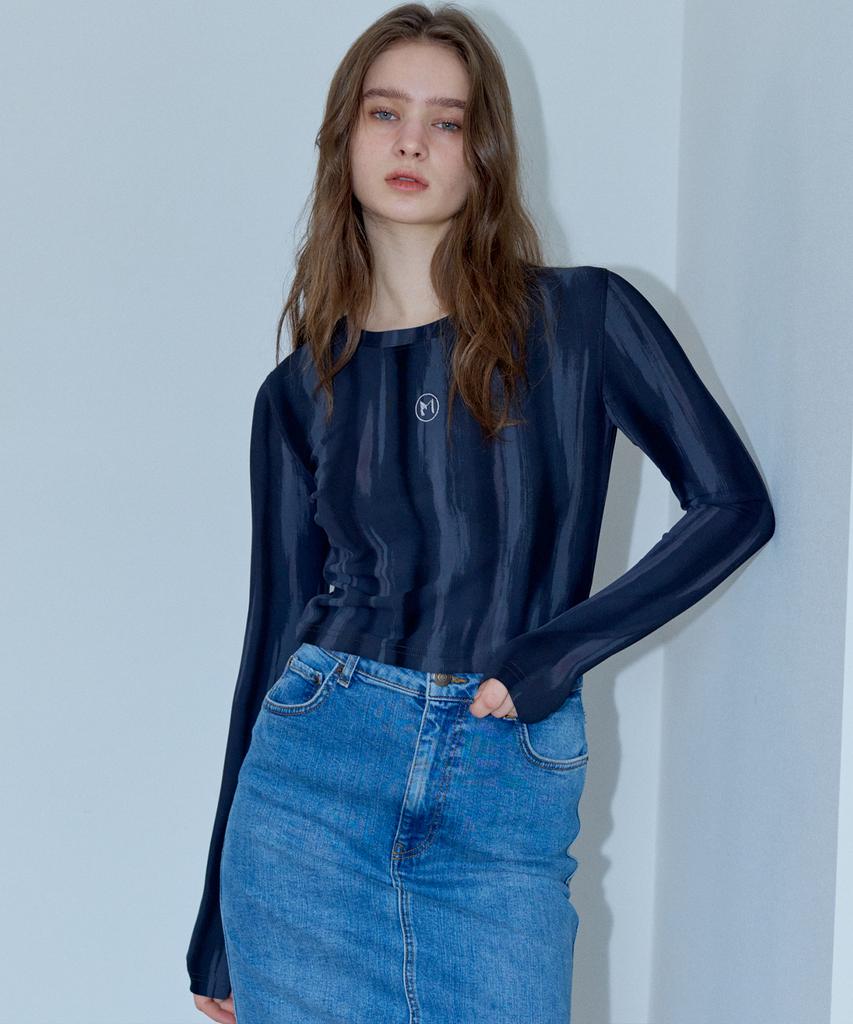 MARROT Symbol Wave Crop T-Shirt_Charcoal