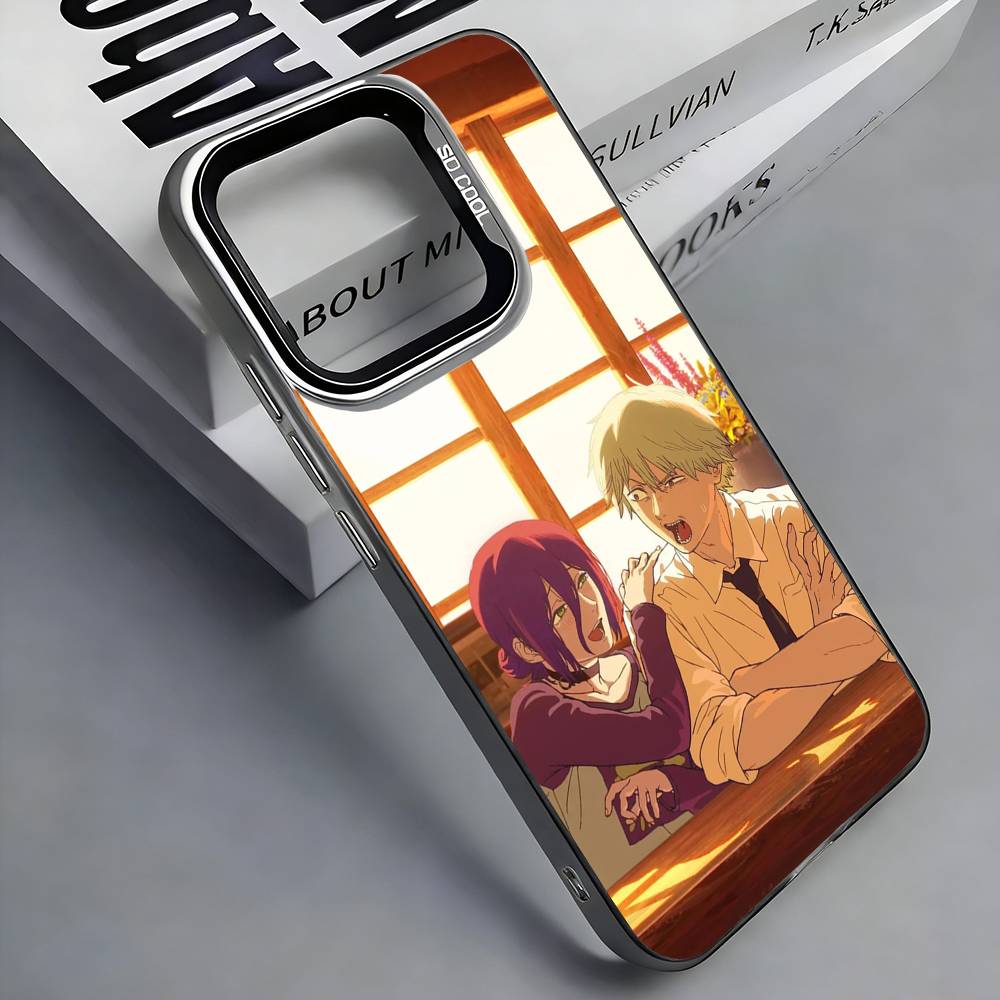R-Reze C-Chainsaw Man Colorful Silver Back Phone Case For IPhone 17 16 15 14 13 12 11 Plus Pro Max Plus