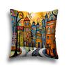 1 Pezzo Federa per Cuscino Decorativa a Tema Città Fantasiosa, Adatta per Divano, Camera da Letto, Soggiorno, Un Regalo Creativo per gli Amanti dell'Arte.