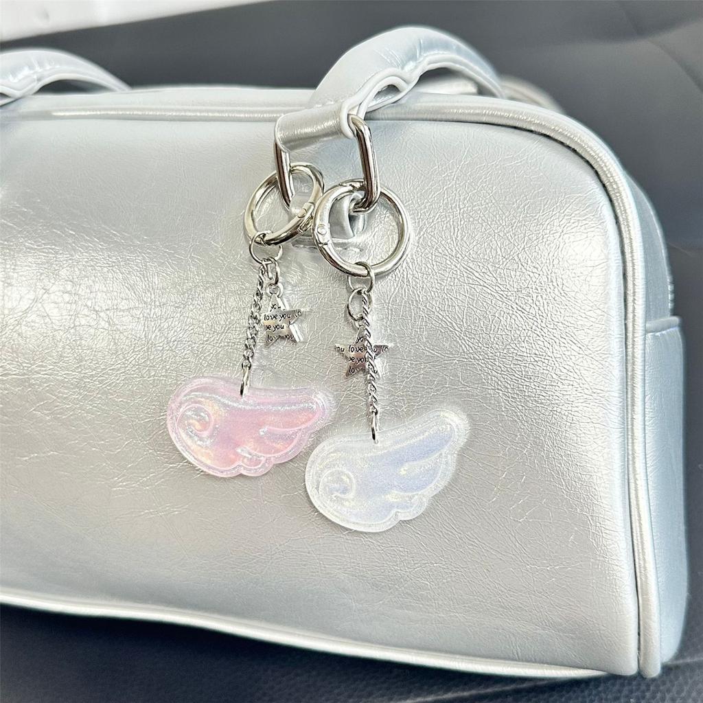 Fashionable Unisex Key Holder Angel Wing Keyring With Sparkling Star Accent Multifunctional For Backpacks Or Keys