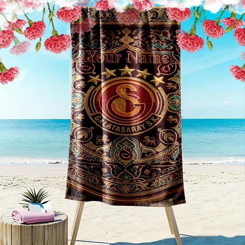 Galatasaray S Custom Name Print Beach Towel, Large Soft Quick Dry Towel for Beach Camping Swimming