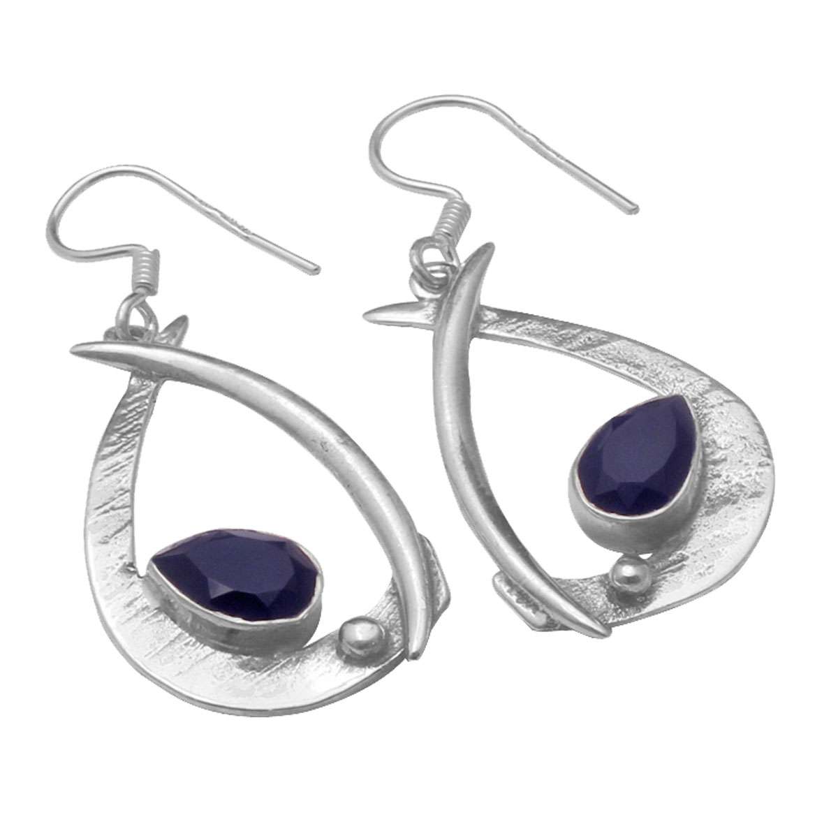 

Серьги с сапфиром и драгоценными камнями, твердые серьги из стерлингового серебра 925 пробы, серьги ручной работы, ювелирные изделия, подарок для женщин и девочек, E-2692