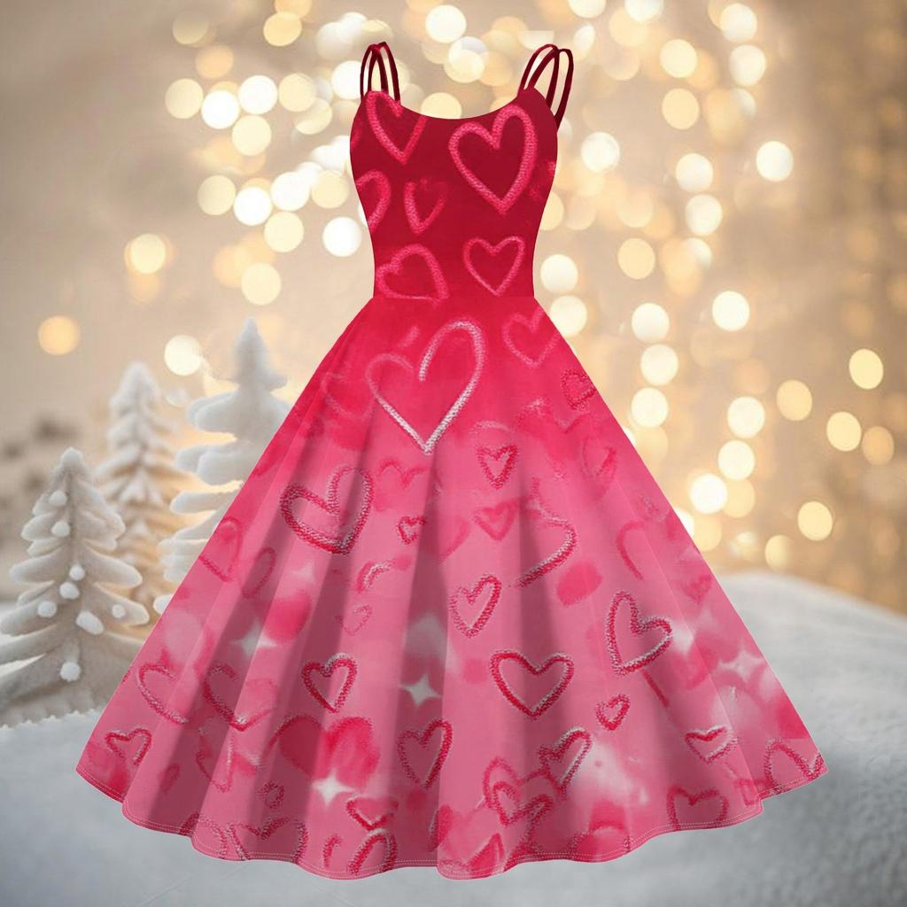 Moda Femei Valentine's Day Imprimat Sexy San bretele Gotic Rochie Cocktail Punk, Vintage Rochie.