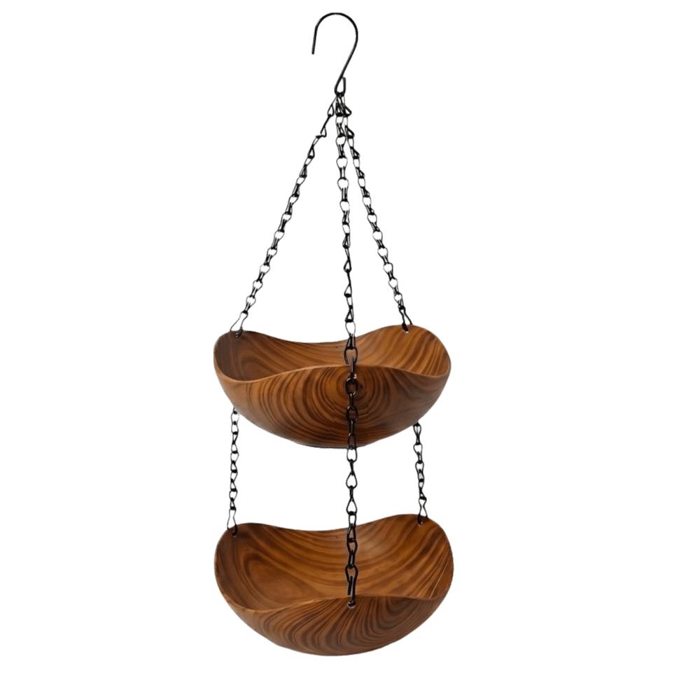 Bowl-shaped Bird Bath Bowl Double Layer Hummingbird Water Drinker Hanging Bird Feeder Garden
