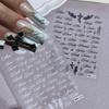 Black And White Letter Words Nail Stickers - Angel Wings Letter Mixed Designs Holographic Y2K Nail Decals Simple Diy Nails Art