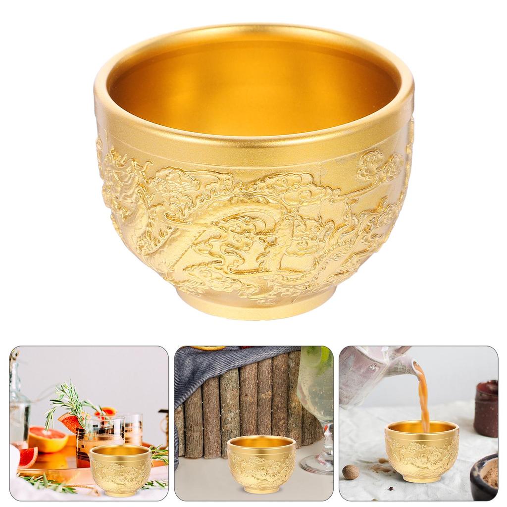 2PCS Dragon Phoenix Bronze Teacup Vintage Copper Cup Elegant Design Reusable Practical Beautiful Creative Tea Cup