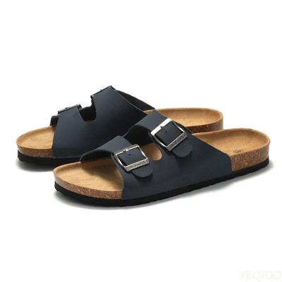 2025 Pantofola Comoda da Uomo Sandalo in Pelle da Uomo Spiaggia Uomo Marche di Design Scarpe Ciabatte in Sughero con Fibbia in Pelle Estate Homme