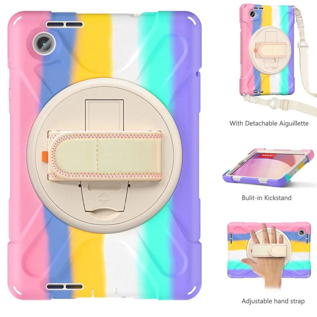 

Для Lenovo Tab M8 (4-е покоління) Чохол, протиударний чохол для Lenovo Tab M8 TB-300FU/TB-300XU 8.0 2023 Чохол, підставка, плечовий ремінь M8 4rd Gen 2023 рожевий