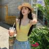 #Summer new sweet la beaded shoulder strap design sling vest slim fit all-match top with chest pad