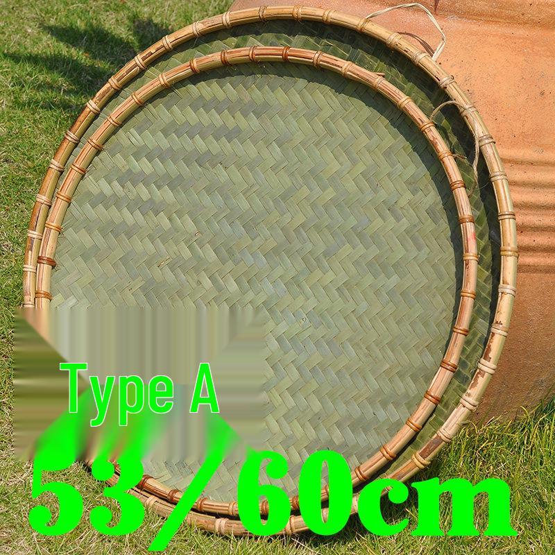 Large Handmade Bamboo Winnowing Basket - Round Woven Tray/Sieve for Drying or Decoration