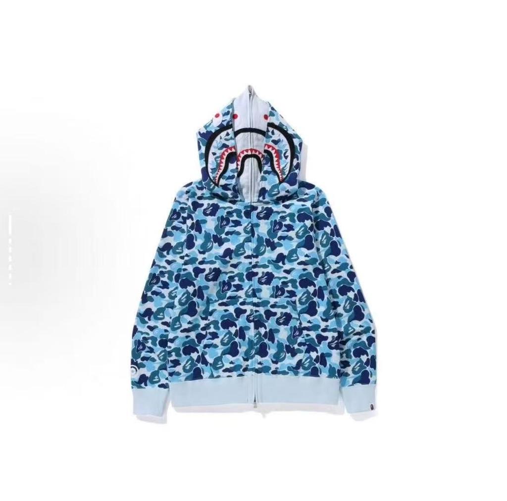 BAPE Žraločí maskáčová bavlněná vyšívaná mikina s kapucí
