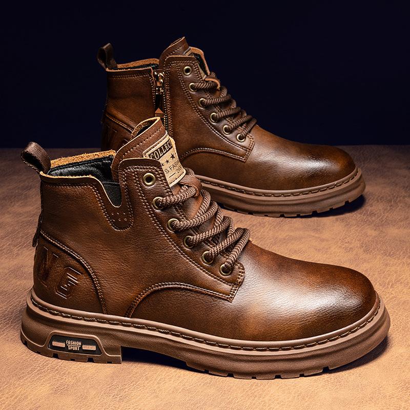 Fleece Warm Thickened Martin Boots Men's High-top Classic Shoes Fashionable and Comfortable Winter High-quality British Style Platform Boots