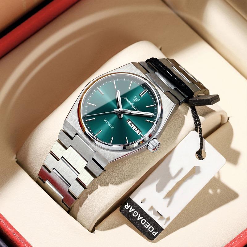 Top Brandneue Ultraflache Herrenuhr Wasserdicht Leuchtend Quarz Doppelkalenderuhr