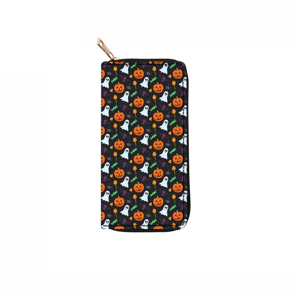 

Halloween Skull Long Zipper Wallet Pumpkin Clutch Wallet