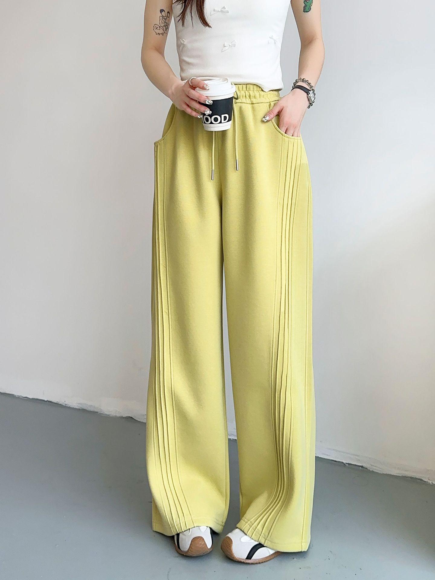 

2025 Korean Style Women s Loose Cargo Sweatpants - Spring & Autumn Wide Leg Pants XL (Height 170cm-175cm) рожевий