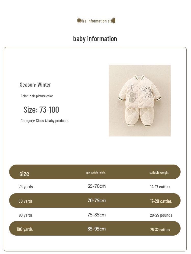 Baby Boys' Autumn/Winter Quilted Cotton Two-Piece Set: Warm Jacket and Pants