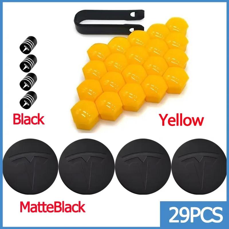 25pcs 29pcs 56mm Matte Black Car Wheel Center Hub Caps for Tesla Model 3 Y S X Tire Lug Nut Protective Covers Styling Decoration