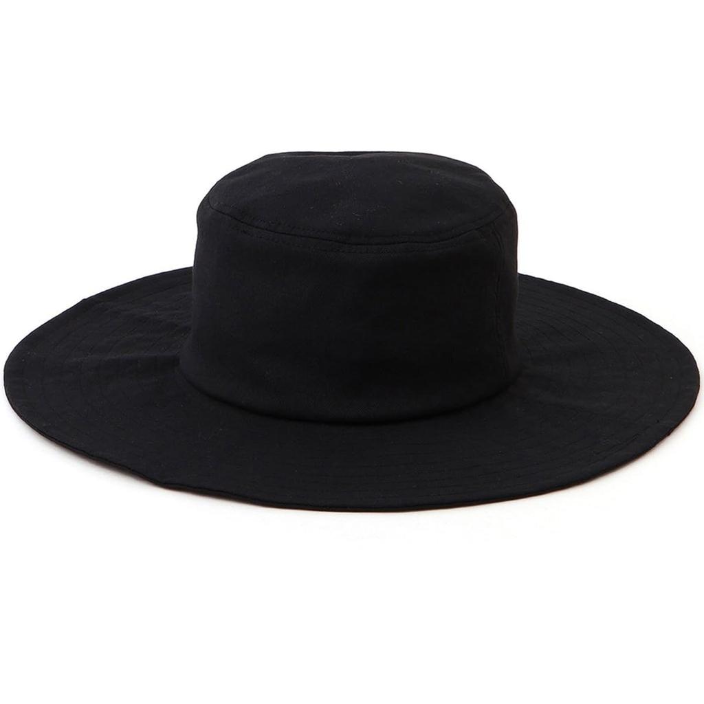 Jun & Rope Hat [Adjustable] Front Logo Linen Blend Wide Brim Hat for Women ERU55100 Kuromaine (01)