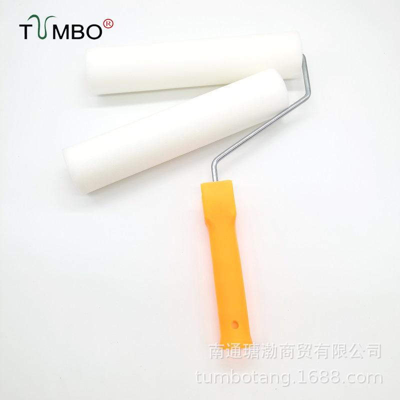 9-Inch High-Density Sponge Roller for Seamless Latex Paint Edging White; 1 Sponge Head (50mm) + 1 Steel Handle