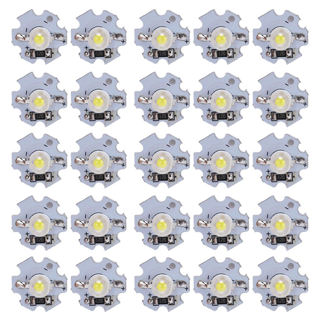 25 stk 0,5W 5V Høy effekt LED Lampeperle Lyskilde Chip med AluminiumplateHvit Lys: 6000?6500K