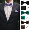 1 Sada Pánská Sada Motýlka Jednobarevný Motýlek Kapesníček Manžetové Knoflíčky Set Svatby Obchodní Události Outfit Doplňky