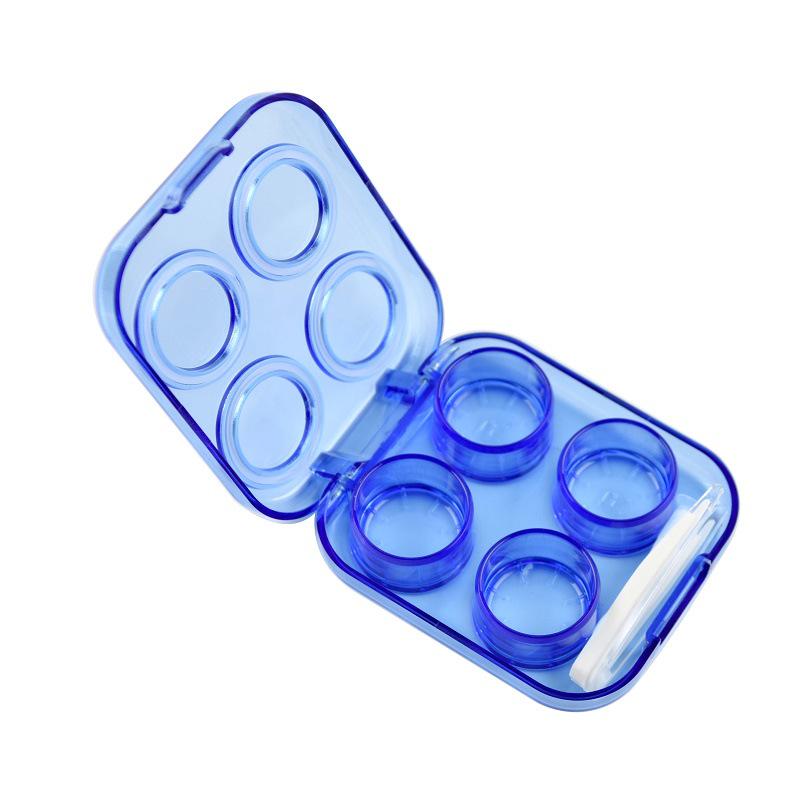 Two-Piece No-Twist Press-On Transparent Contact Lens Case - Portable Double Colored Storage