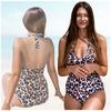 One-piece shaping swimsuit, leopard print, plus size XL. One-piece shaping swimsuit, leopard print, plus size L.