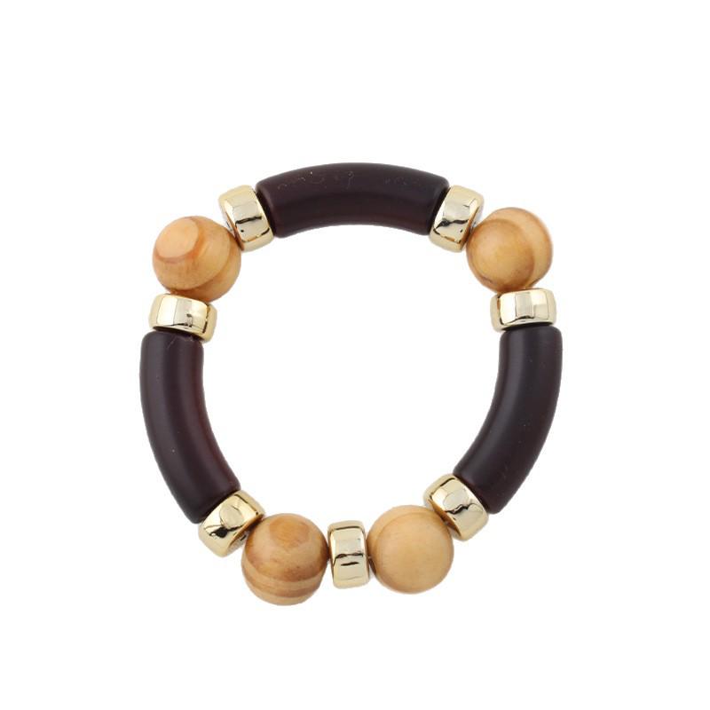 Non-fading Wooden Beaded Necklace & Bracelet Set in Bohemian Style