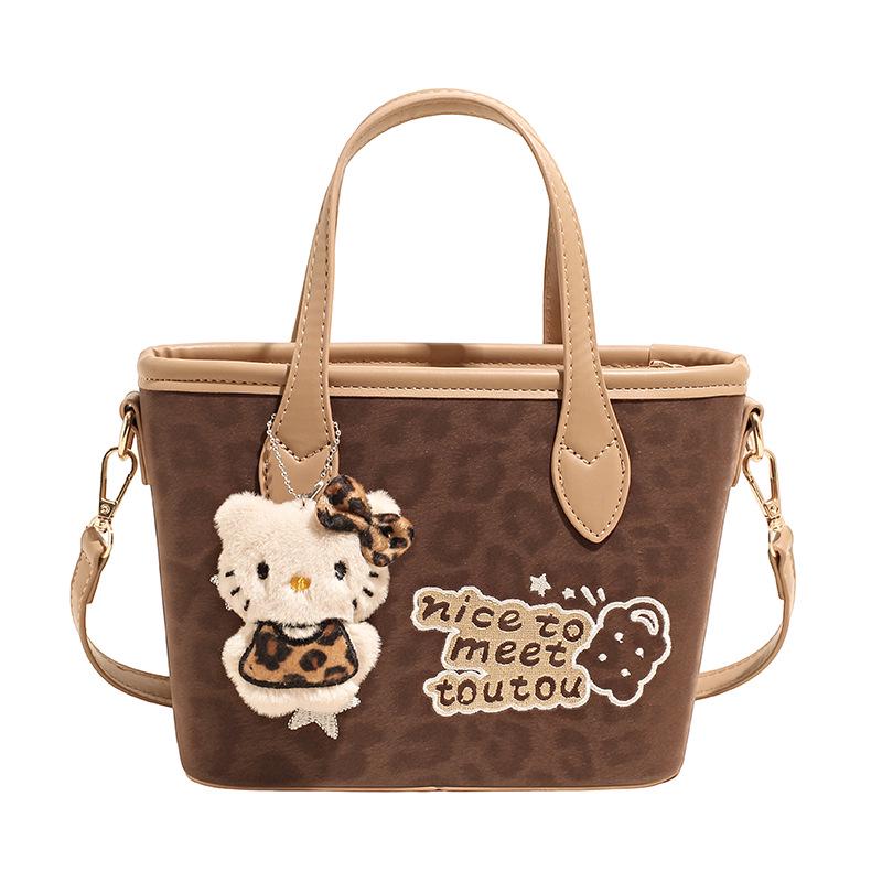 2025 Autumn/Winter Retro Leopard Print Women's Versatile Bucket Handbag - Simple Commute Crossbody & Shoulder Bag