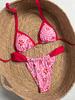 Print Triangle Cup Tie Side Low Waist Sexy Two Piece Bikini Set Elegant