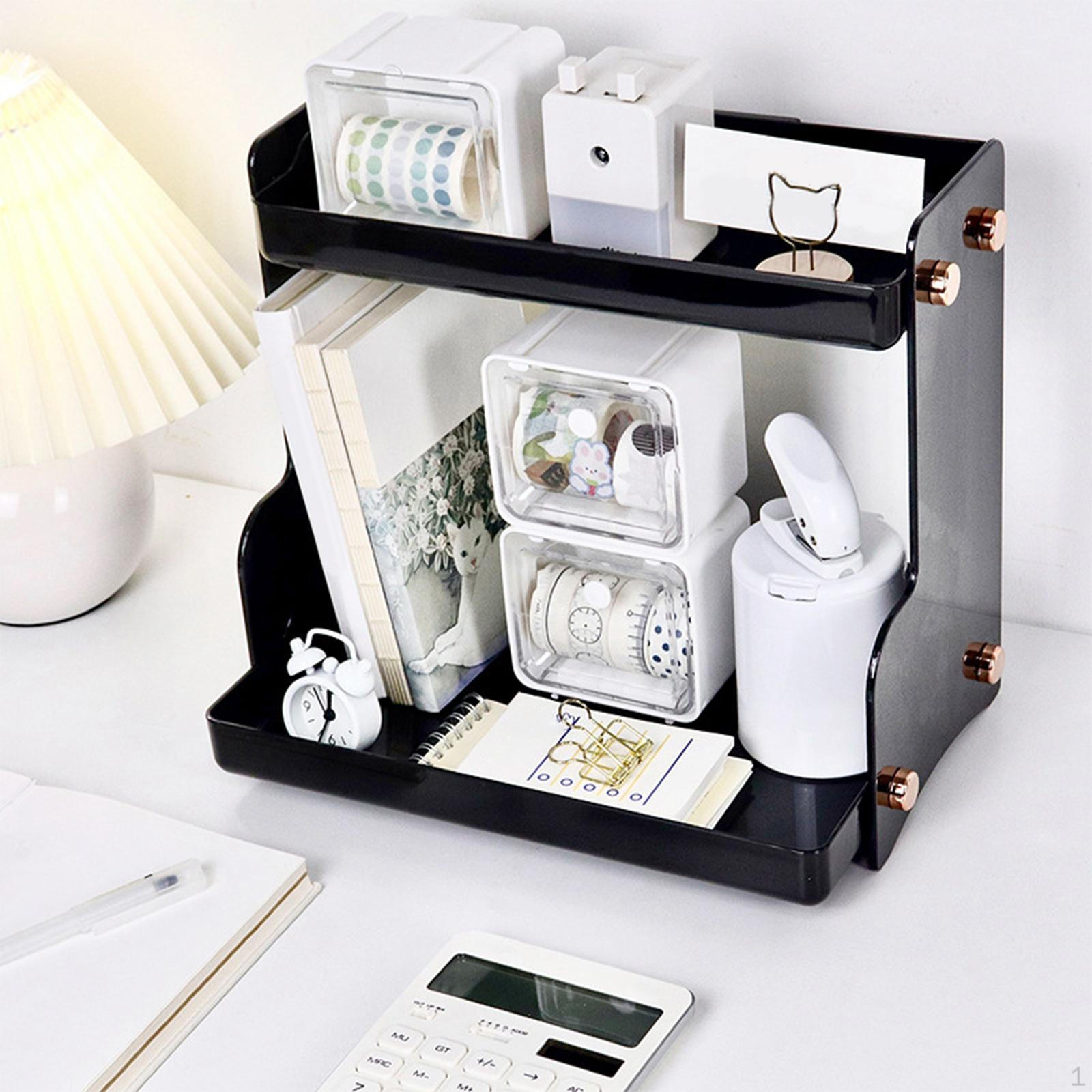 

Desk Organizer Makeup Display Stand, Multipurpose Holder, Shelf, Cosmetic Case for Workspace, чорний