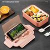 Portable Plastic Bento Lunch Box Leak-proof Microwave With Fork Spoon and Spoon Box Food Container School Travel Office Picnic