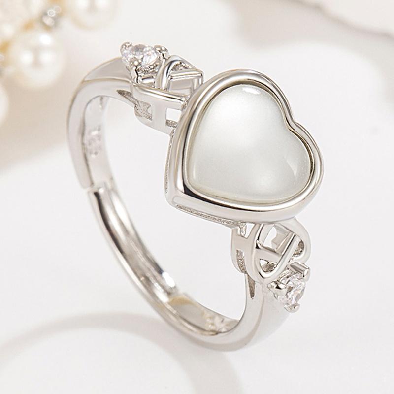 Andara Sterling Love Shape Necklace Ring Ear Stud Jewelry Set for Women Charming Jewelry Gift