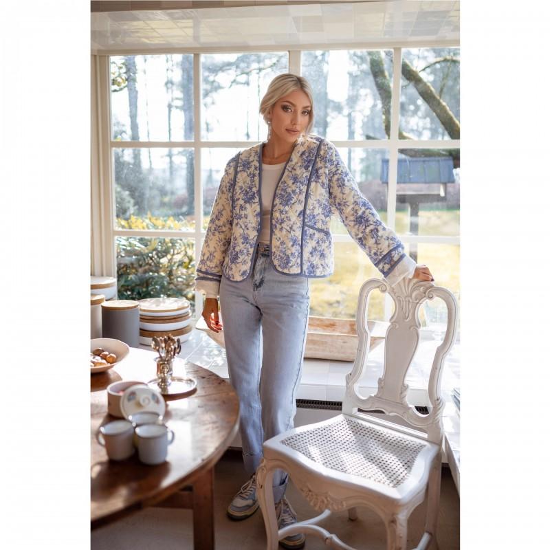 Womens Floral Print Long Sleeve Cotton Blend Casual Jacket V-Neck Lightweight Outerwear Fall 2026