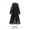 2025 Spring Women's European & American Style Printed Shirt Collar Long Sleeve Dress