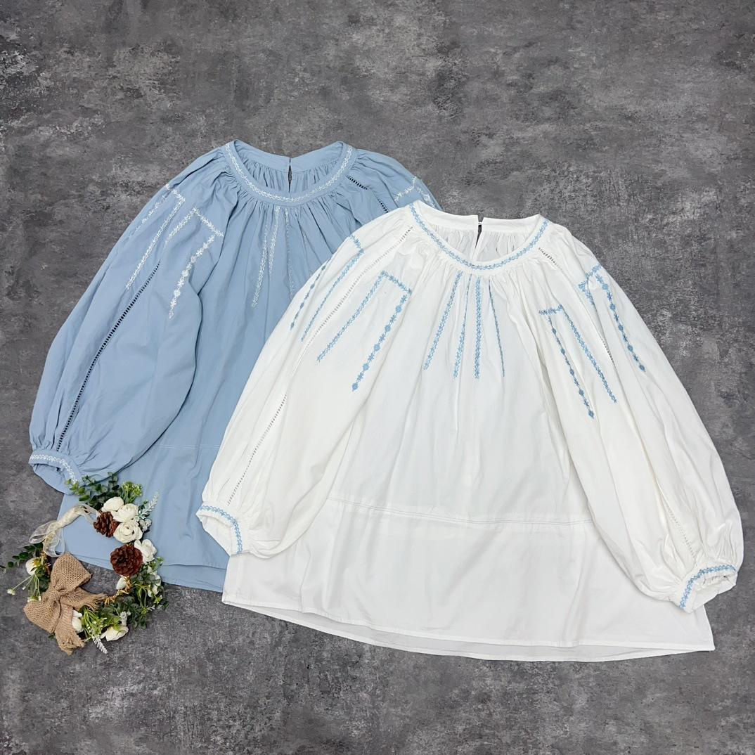 

Johnature осень японский хлопок вышитый свитер рубашка женская повседневная Mori женские свободные топы тонкие One Size белый