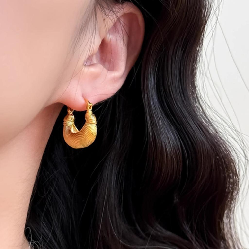 New 925 Silver Hoop Earrings Clip Matte Circle Geometric Punk For Women Girl Gift Jewelry