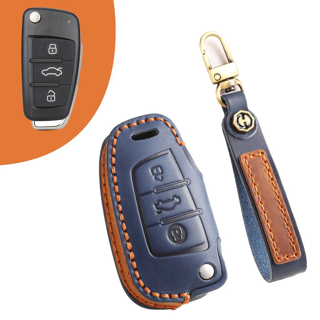 Anwendbar auf die alte Q7 Schlüsselhülle Q3 Q2L A1 A3 Auto neue Klapp-Pop-up-Echtleder-Tasche Herren