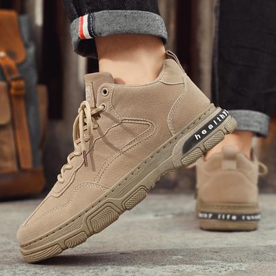 Men's Shoes New Cargo Shoes Lace Up Retro British Fashion Shoes Men's Casual Leather Shoes Outdoor Sports Hiking Shoes