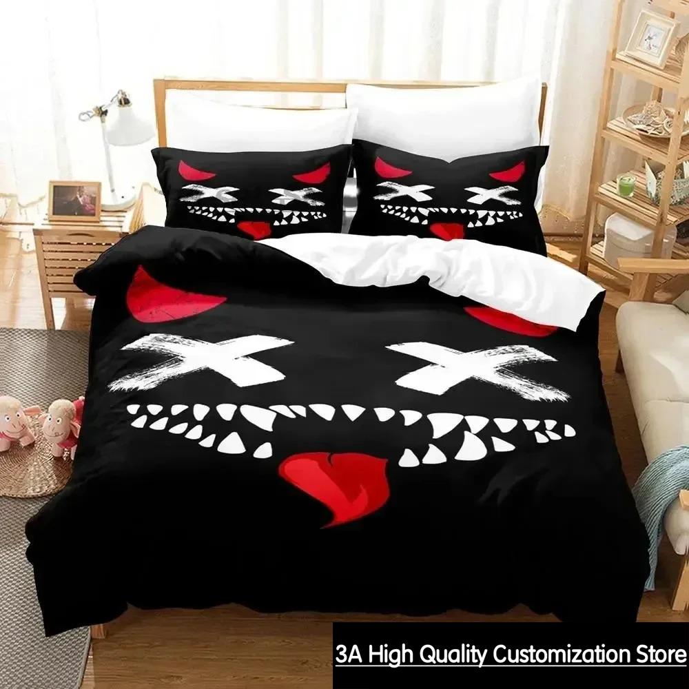 3D Print XOXO Devil Smiling Face Bedding Set Duvet Cover Bed Set Quilt Cover Pillowcase Comforter king Queen Size Boys Adult