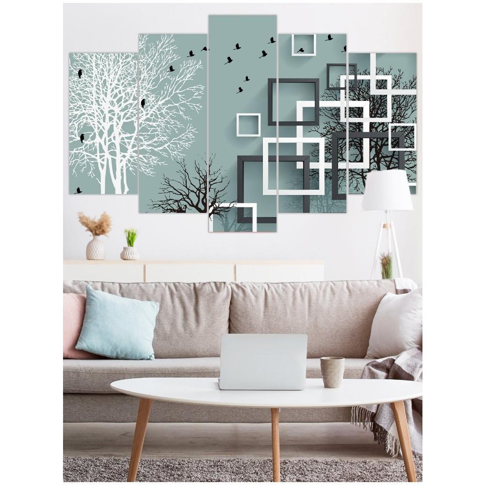 5 Piece Set Geometric Abstract Wall Decoration Canvas Painting Artwork, Family Living Room Decoration