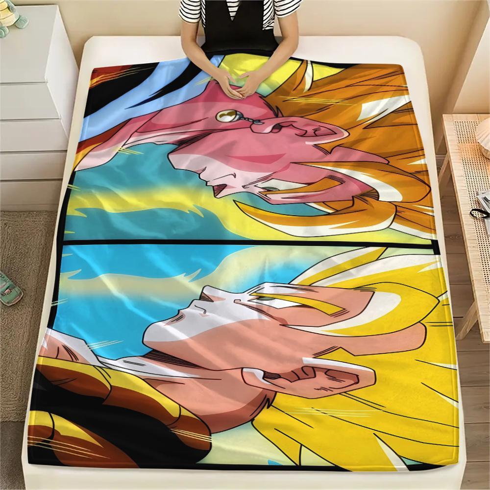 Dragon Ball Charaktere Druck Flanelldecke, Hohe Qualität, Bequem für Alle Jahreszeiten, Heimdekoration, Wärme und Komfort, Perfekt für Weihnachtsgeschenke