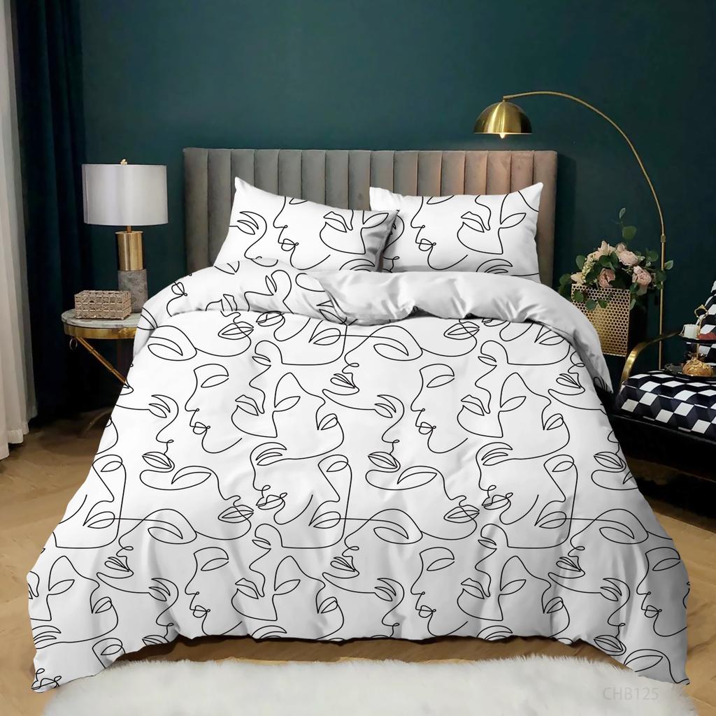 Simple And Fresh Three-Piece Set Thousand Birds Plaid Kit Quilt Cover Bedding
