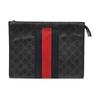 [Pre-Owned] Signature Logo Stripe Web Zipper Canvas Clutch - Fair #1Q4GJFX