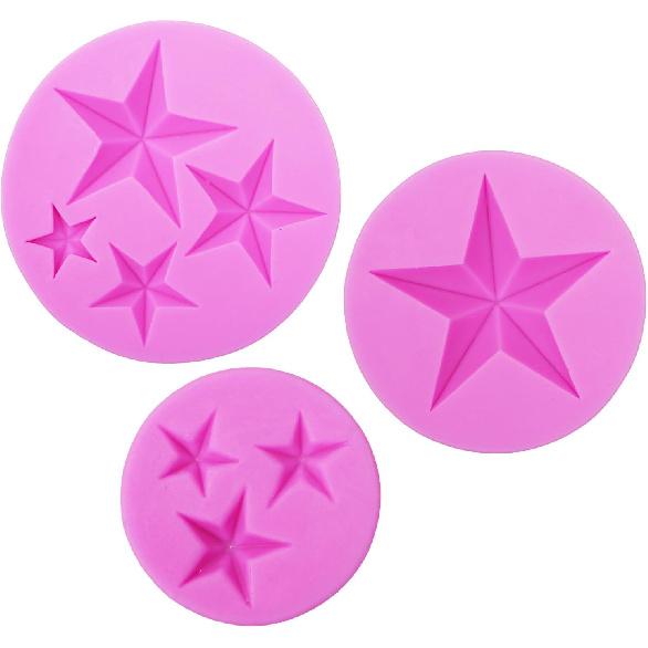 Star Fondant Silicone Molds, 3D Five-Pointed Star Shaped Chocolate Molds, Cake Decorating Baking Molds for Cupcake Topper Candy Gum Cookie Jelly