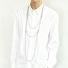 Fashion Charm Shimmering Silver Color Plain Chain Long Necklace for Women Simple Personality Multiple Wearing Methods Jewelry