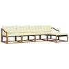 Set Divano da Esterno con Cuscini 5 pz Naturale e Crema